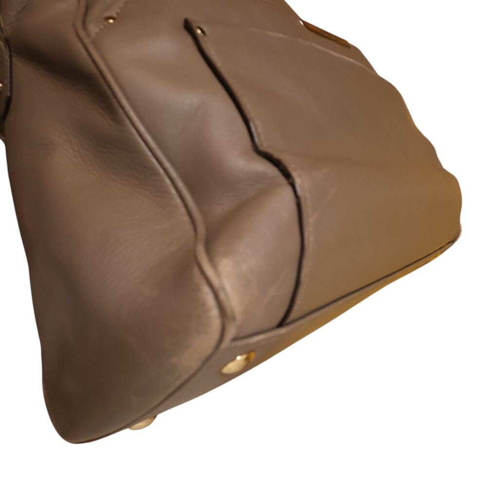 Coach School Bag Taupe Leather Satchel Tote Bag Gold Hardware Distressed AS IS - Picture 15 of 16